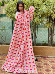 Orange, Pink, Cream Designer Phulkari Dupatta in Tissue