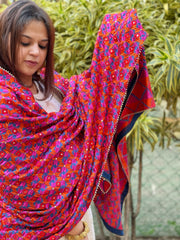 Reddish Maroon Designer Phulkari Dupatta in Chinon