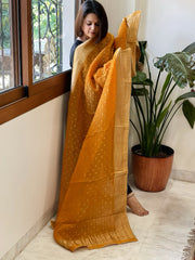 Orange Woven Banarasi Dupatta in Tissue