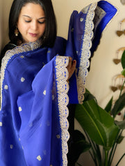 Electric Blue Organza dupatta with Sona Rupa Zari Weaving