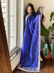 Electric Blue Organza dupatta with Sona Rupa Zari Weaving