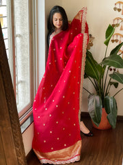 Red Organza dupatta with Sona Rupa Zari Weaving