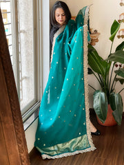 Teal Green Organza dupatta with Sona Rupa Zari Weaving