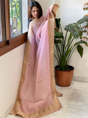 Lite Pink Woven Banarasi Dupatta in Tissue
