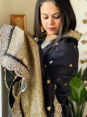 Black Organza dupatta with Sona Rupa Zari Weaving