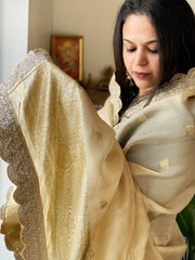 Gold Organza dupatta with Sona Rupa Zari Weaving