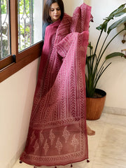 Maroon Kota Cotton Handblock Printed Dupatta