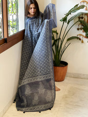 Blue Kota Cotton Handblock Printed Dupatta