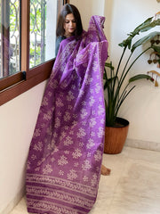 Purple Kota Cotton Handblock Printed Dupatta