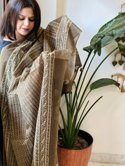 Greenish Gold Kota Cotton Handblock Printed Dupatta