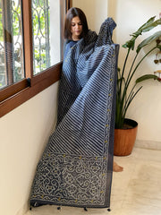 Blue Kota Cotton Handblock Printed Dupatta