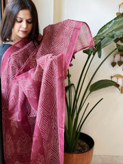 Maroon Kota Cotton Handblock Printed Dupatta