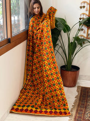 Yellow Handmade Phulkari Dupatta in Cotton