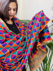 Handmade Phulkari Dupatta in Cotton