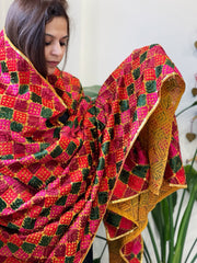 Handmade Phulkari Dupatta in Cotton