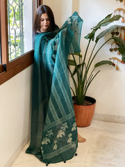 Teal Kota Cotton Handblock Printed Dupatta