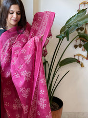 Pink Kota Cotton Handblock Printed Dupatta