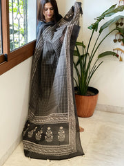 Black Kota Cotton Handblock Printed Dupatta