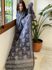 Indigo Blue Kota Cotton Handblock Printed Dupatta