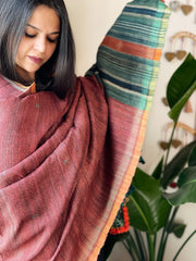 Handwoven Woollen Shawl in Pure Tussar and Wool