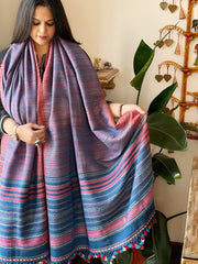 Handwoven Woollen Shawl in Pure Tussar and Wool