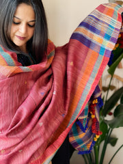 Handwoven Woollen Shawl in Pure Tussar and Wool