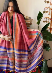 Handwoven Woollen Shawl in Pure Tussar and Wool