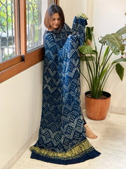 Bandhani Dupatta with Zari Pallu in Modal Silk