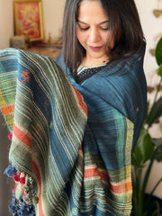 Handwoven Woollen Shawl in Pure Tussar and Wool