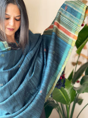 Handwoven Woollen Shawl in Pure Tussar and Wool