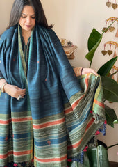 Handwoven Woollen Shawl in Pure Tussar and Wool