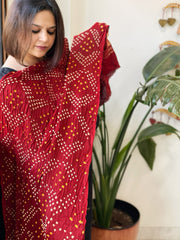 Bandhani Dupatta with Zari Pallu in Modal Silk