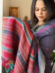 Handwoven Woollen Shawl in Pure Tussar and Wool