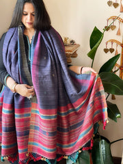 Handwoven Woollen Shawl in Pure Tussar and Wool