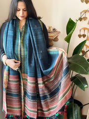 Handwoven Woollen Shawl in Pure Tussar and Wool