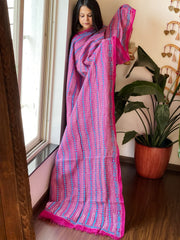 Pink Handmade Kantha Dupatta in Silk