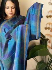 Blue Handmade Kantha Dupatta in Silk