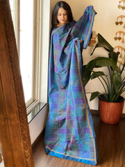 Blue Handmade Kantha Dupatta in Silk