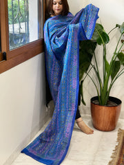 Blue Handmade Kantha Dupatta in Silk