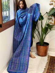 Blue Handmade Kantha Dupatta in Silk