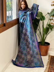 Blue Handmade Kantha Dupatta in Silk