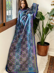 Blue Handmade Kantha Dupatta in Silk