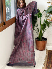 Deep Purple Handmade Kantha Dupatta in Silk