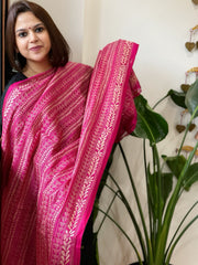 Pink Handmade Kantha Dupatta in Silk
