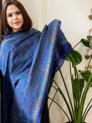 Blue Handmade Kantha Dupatta in Silk
