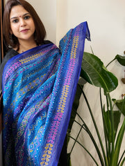 Blue Handmade Kantha Dupatta in Silk