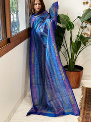 Blue Handmade Kantha Dupatta in Silk