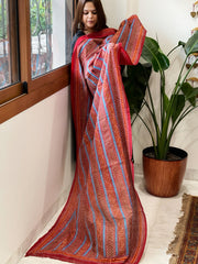 Red Handmade Kantha Dupatta in Silk
