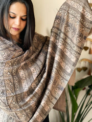 Brown Woven Kaani Jaal Pashmina Stole