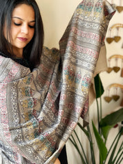 Greyish Brown Woven Kaani Jaal Pashmina Stole